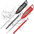 BOMATA 2 Pack Waterproof IPX7 Meat Thermometer Instant Read Food Thermometer with Long Probe for Water, Liquid, Kitchen Cooking, Grill,BBQ ! T101 X 2 Pcs (Black & Red)…