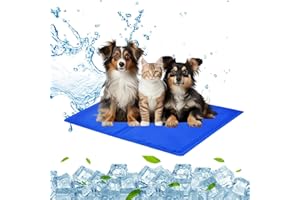 AYSOW Tappetino Refrigerante per Cani e Gatti, 65 x 50cm Tappetino refrigerante per Animali Domestici,Tappetino in gel termoassorbente,Estate Auto Raffreddamento Gel di Cani,Gatti,(Blu)