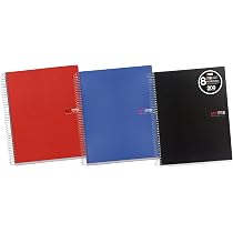 Set 3 Quaderni A4 A Spirale Miquelrius - 200 Fogli Quadretti 5mm, Copertina PP