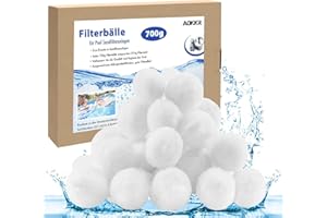 AOKKR Bolas de Filtro de Piscina 700gr, Bolas de Filtración para Depuradora Equivalen a 25 Kilos de Arena, Filtro de Piscina de Bolas de Limpieza, Fácil de Cargar Reutilizables Lavable à mão Duradero