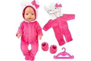 Xerteam Vestiti per bambole da 18 pollici,set di vestiti da bambola,con tuta,cappello,calzini e appendiabiti,gatti bambole vestiti per bambini e ragazze,per 30-45 cm neonato,bambole e ragazze di
