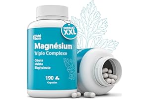 NUTRIBRAIN Magnésium Bisglycinate, Citrate et Malate | Complexe 3 en 1 | Anti-Fatigue et Anti-Stress | Haute Absorption et Biodisponibilité Maximale | 190 Gélules | Enérgie, Sommeil et Récupération Musculaire