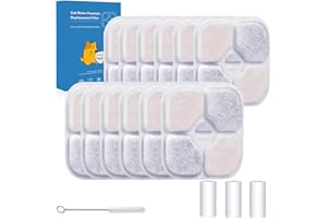 AWOHH 12 Stück Katzenbrunnen Filter - kompatibel mit Catit Pixi Trinkbrunnen Filter mit 3 Pumpenschläuchen und 1 Reinigungsbürste