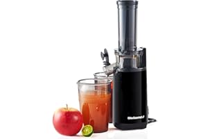 Elite Gourmet EJX600 Kompakter Kau-Entsafter, Kaltpress-Entsafter, nährstoff- und vitaminreich, leicht zu reinigen, 16-Unzen-Saftbecher, Anthrazit