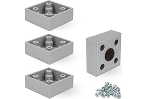 F!XBL Möbelfüße Möbelbeine 2 cm hoch mit Filzgleiter Modell Cuba Möbelfüße Grau Eckig 4er Set