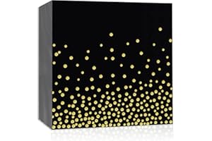 ZVK Serviettes jetables, Paillettes dorées Serviette de table, Noir Serviette en papier, 33x33cm 20 pièces Serviettes de fête, Serviettes de cocktail Boissons serviettes Décorations de fête
