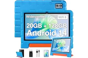 ZIOVO Tablet Android 14 Tableta Bambini Tablet 10 Pollici, 20GB RAM+128GB ROM(TF 1TB),WiFi 6 Tablets, Widevine L1/Octa-Core/BT 5.0/8+5 MP/6000mAh/Tablet per Bambini,Tablets con EVA Caso - Blu