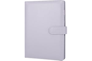 JIANTA Classeur A5 en Cuir Synthétique - Couverture Rechargeable à 6 Anneaux pour Papier de Remplissage, Classeur Budgétaire pour Voyage, Travail (Papier Intérieur Non Inclus) (Violet)