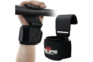 RELIFE REBUILD YOUR LIFE Straps de Musculation pour Traction Assistée Bandes Poignet Hooks de Levage (Paire) pour Powerlifting Poignées d'Entraînement Crochets de Levage