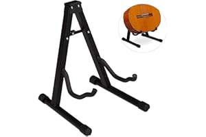 Relaxdays Gitarrenständer, Akustik-& E-Gitarre, faltbar, Schaumstoffbezug, Gummifüße, stabil, HBT 37x29x30 cm, schwarz, 1 Stück