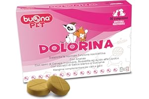 Dolorina Buona Pet Mangime Complementare per Cani e Gatti Con Boswellia, Salice Bianco, Acido Alfa Lipoico, Semi di Canapa e Ananas, Supporto alla Funzione Nocicettiva, 20 Compresse Appetibili