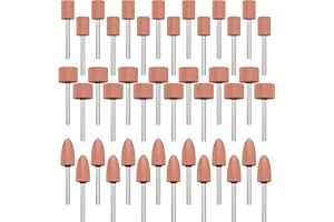 Labmilon Jeu de 42 Mèches de Ponçage pour Outils Rotatifs, Meule Abrasive Tête de Meule en Pierre, 3 Tailles Tête de Meulage avec Tige de 3mm, pour Meulage, Polissage, Ébarbage Métaux
