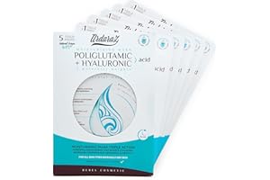 Ardaraz Mascarilla Facial Hidratante con Acido Hialurónico y Poliglutámico. Mascarillas para la cara Antiarrugas para más elasticidad y volumen. Mascarillas faciales pack de 5.