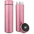 QiCheng&LYS 500ML Travel Mug, Flask with Temperature Display Vacuum Cup with Flask 304 Stainless Steel,Insulation Cup, Double Walled Vacuum Flask Cup for Heat and Cold Water(Pink)