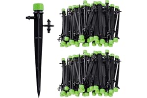 Kalolary Lot de 100 goutteurs de système d'irrigation, 6,35 mm, universels, réglables à 360 degrés, avec connecteur pour système d'irrigation de débit d'eau de 1/4 (4-7 mm)