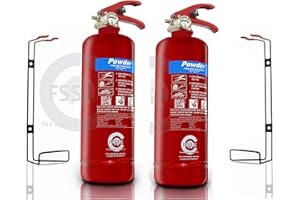 FSS UK Plus 2 X 2 KG ABC Dry Powder FIRE Extinguisher. CE Marked. Ideal for Homes Kitchen Workplace Offices Cars Vans Warehouses GARAGES
