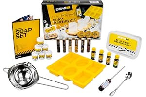 DIBYS Kit para hacer jabónes artesanales para niños y adultos | Base de glicerina transparente sin SLS | Juego de elaboración de jabón con aceites aromáticos, colores y hierbas | Manualidades