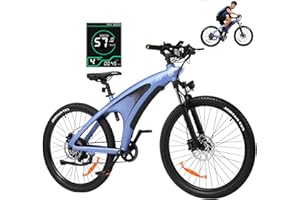 HX Q5 Electric Mountain Bike for Adult,27.5"x2.25" E Bicycle with RGB Display,48V/15Ah Fast Charge Removable Battery,Front Shock Absorber,7 Speed Gears&45-80KM Range,Off Road Communting Ebike