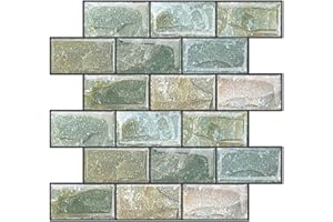 HyFanStr Peel and Stick Wall Tiles Kitchen Backsplash, 3D Brick Stick on Tiles, Self Adhesive Subway Tile Stickers Splashbacks for Bathroom Pack of 5