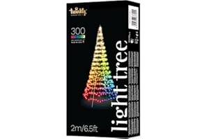 Twinkly Light Tree - Fahnenmast-Weihnachtsbaum für den Innen- und Außenbereich - Vorbeleuchtet mit 300 RGB + warmweißen LEDs - App-gesteuert - Schwarz, 6 m