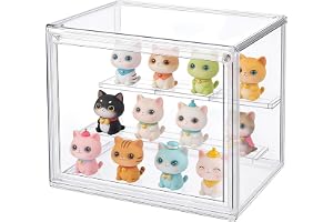 ZhouWei Samlarvitrin i Transparent Akryl med Magnetisk Dörr, Stapelbar och Avtagbar Figurinvitrin för Samling Presentation Box i Akryl, för Figuriner Kollektion (27×18×22 cm)