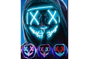 DWTECH Máscara LED de Halloween – Máscara de luz LED Máscara de miedo de alambre EL para mascarada Cosplay luz máscara facial para niños, hombres, mujeres, fiesta de Halloween
