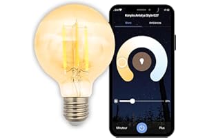 Konyks Ampoule connectée Antalya Style G80 Ampoule E27 déco Ambrée- Blanc réglable- Wi-Fi+ Bluetooth - 7W