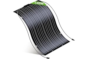 BATENORY 120W Flexibles Solarpanel – Leichtes monokristallines Solarmodul mit 1,2 m Solarkabel, 8 Befestigungslöcher, IP67 wasserdicht Solarpanel 12v für Wohnmobil, Camping, Boot & Balkon – 0% MwSt
