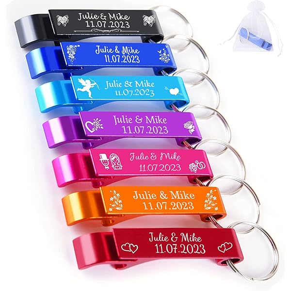 60 Pezzi Apribottiglie Personalizzati - Portachiavi Con Logo Per Bomboniere - Foto 3