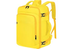 ENZOSUM Bagaż podręczny, plecak, bagaż podręczny, plecak do samolotu, mały plecak podróżny pod siedzeniem, bagaż podręczny, torba na weekend, krótki torp, dla mężczyzn i kobiet, czarny, żółty, 40x20x25cm