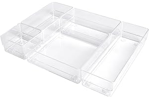 ALPOONS® - Schubladen Organizer (5er B transparent) mit Antirutsch Pads für einen extra stabilen Halt. Organizer Schublade für eine klare Übersicht. Organizer Schminke sorgt für Ordnung im Chaos.