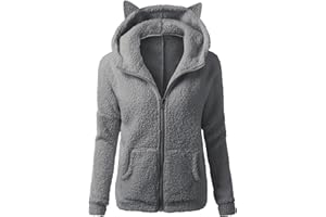 ROSENNIE Fleecejacke Damen Winter Teddyjacke Wintermantel Reißverschluss Sweatjacke Mit Kapuze Winterjacke Warme Plüschjacke Einfarbig Teddyfleece Jacke Große Größen Mantel Langarm Übergangsjacke Kapuzenjacke