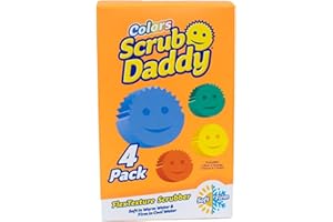Scrub Daddy Colors Spülschwamm, Putzschwämme im Multipack - Texturveränderung, kratzfreier Schmutzradierer Schwamm für die Küche, geruchsresistent, Küchenschwamm spülmaschinenfest - 4er-Pack