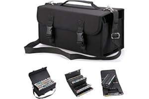 BTSKY New 120 Slots Marker Case Lipstick Organizer-Canvas Markers Holder for for Primascolor Markers and Copic Sketch Markers (Black)