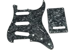KAISH 11-otworowa osłona pickguard w stylu ST/Strat SSS z tylną płytą ST Tremolo Trem Cover do USA/Meksyku Stratocaster/Strat Black Pearl