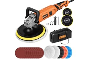 Alloyman Car Polisher Buffer Kit, 7-inch Electric Polishing Machine with Accessories, Storage Bag and Multiple Polishing Pads