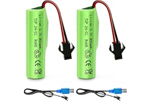 Tosiicop 3.7V 800mah Li-ion Akku 2 Stück - RC Rechargeable Lipo Battery mit USB Ladegerät SM-2P Stecker 3.7 Volt Wiederaufladbar Lithium Batterie für RC Auto E35 DE38 DE40 DE44 DE50 DE55 TM141 TB202