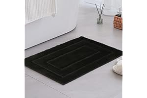 GRANNY SAYS Black Bath Mat 40 x 60 cm, Super Absorbent Fluffy Bath Rug for Bathroom Accessories Decor, Washable Bathroom Mat for Floor, Extra Soft Bathmat Non Slip, Microfiber Bath Rug Decorative