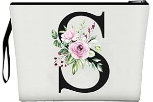 CHIREST Makeup Bag for Women,A-Z 26 Letter Personalized Makeup Bag,Birthday Gifts for Women Mom,Gifts for Best Friend,Bride Bridesmaid Cosmetic Bag