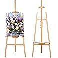 ZanGe 1.5M/59inch Studio Easel Wooden A-Frame Folding Pine Wood Artist Art Craft Adjustable Display Exhibition for Wedding Drawing Painting Holder- Easy to Assemble