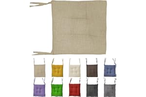 Home Tresor - Coprisedie Cuscini Sedie Cucina Set da 4 | Cuscini Sedia da Giardino, Sala Pranzo, per Interni ed Esterni Morbida Imbottitura Confortevole 6 Cm. (Beige)
