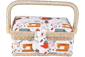 BIITFUU Caja de almacenamiento de kit de costura, caja de costura con asa para el hogar Cesta de almacenamiento de costura para manualidades
