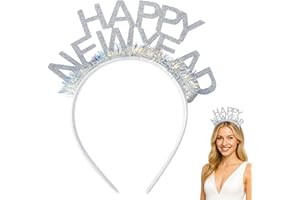 SALROAL Happy New Year Headband, 2026 Headband, New Year Hair Accessories, new Years Eve Party Supplies, Glitter Fireworks Head-band, festive sparkle design for NYE countdown & Christmas party outfits
