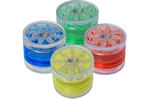 AIZOF® Glow in Dark Colorful Plastic (Pack of 1 Yellow) Herb Grinder with Magnetic Lid - 4 Part Grinder Featuring Shark Tooth Shredding…