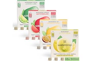 WATERDROP MICRODRINK waterdrop® Microdrink Tropical Set - Water Flavouring - Hydration Tablet - Natural Fruit Mix - Vitamin C - Sugar Free - Lemon - Passionfruit - Watermelon - Lime - 48 Drinks