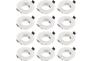 SEBSON Reflektor wpuszczany z gniazdem GU10 - Otwór montażowy sufitowy ø65mm (min. 60mm, maks. 70mm) - wpuszczana lampa sufitowa Ø80x24mm - Zestaw 12 szt