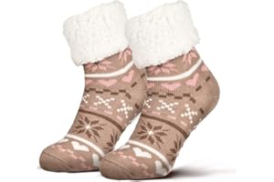 Piarini 1 para przytulnych skarpet z podeszwą ABS – ciepłe damskie skarpety do domu, skarpety zimowe z antypoślizgowymi wypustkami