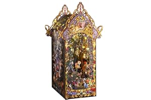 Pumpumly DIY Book Nook Kit - DIY Miniature Bookend Laws of the Night With LED Light, 3D Puzzle Wooden Art Bookshelf Insert Decor, Model Kits for Adults to Build, Make Your Own Craft House Model