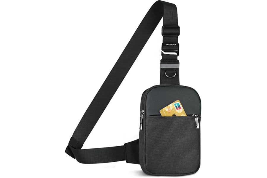 BROADREAM Small Sling Bag Cross Body Chest Shoulder Bag for Men Women - FRID Blocking Pocket and Adjustable Straps Crossbody Bag, Water Resistant Bum Bags for Runner Workout Hiking Cycling Travelling