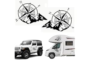 Longivia® 2 Pezzi Adesivo Rosa dei Venti Diverse Dimensioni (27x21cm o 40x32cm) – Adesivi per Camper Auto Moto Fuoristrada Renegade Wrangler 4x4 Off Road – Stickers Dakar Esterni Grandi (Nero)